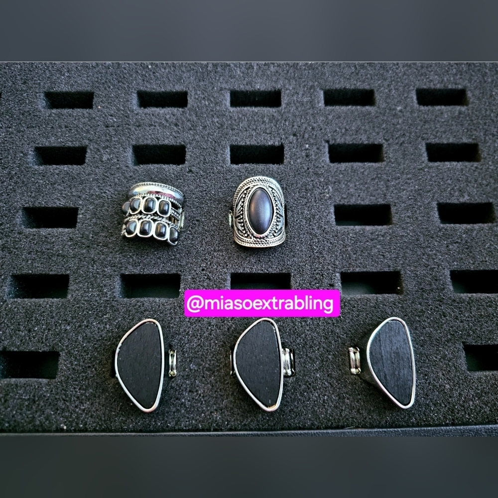 Silver and Black Men's Ring Set